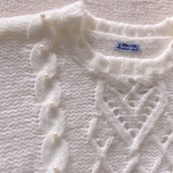 Cable knit sweater by Mayoral with Pearl embellishments, never worn girl size 10 - Picture 2 of 5